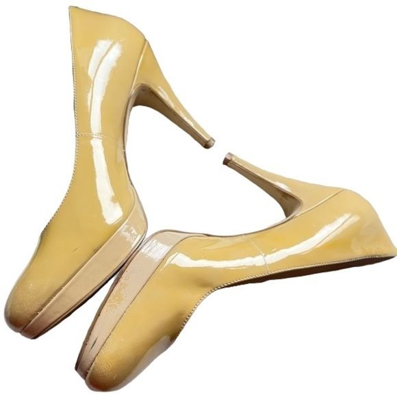 Enzo Angiolini Eadixy Heels Patent Leather Slip On Pump Tan Womens Size 8 - Picture 4 of 11